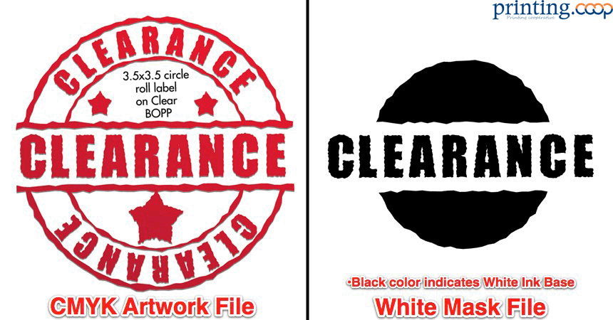 printed clear label with white ink