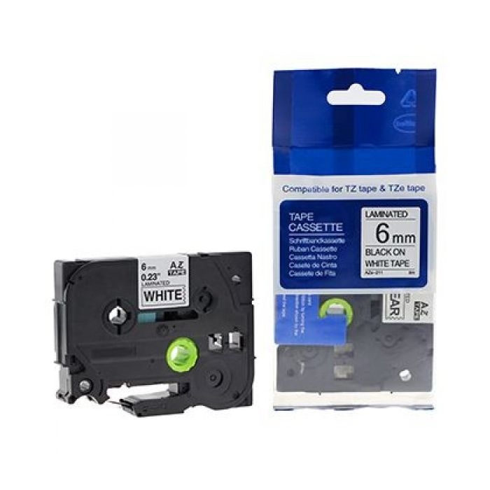 Compatible TZ211-Brother TZE-211 NOIR / BLANC 6 mm