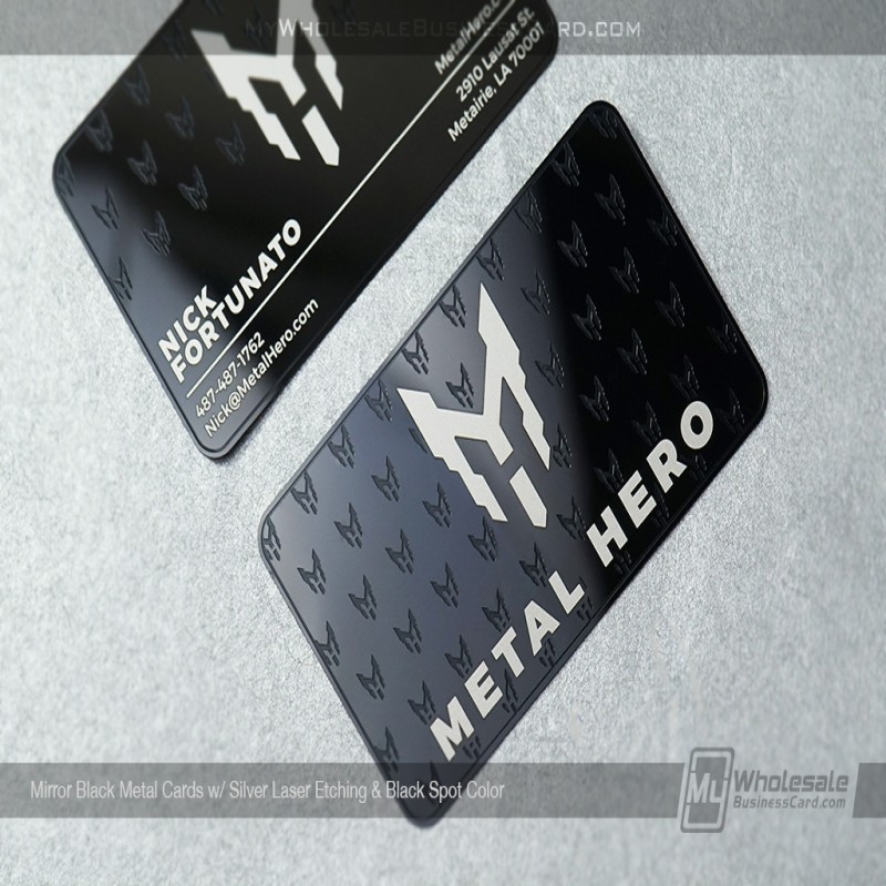 Mirror Black Metal Business Cards
